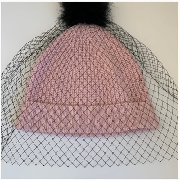 kate spade pink black Fit To Be Tied Wool Veil Hat nwot - Picture 5 of 16